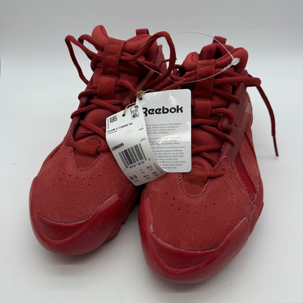 Reebok Club C Cardi V2 Womens 9.5 Red New Platform Suede Sneakers GW6699